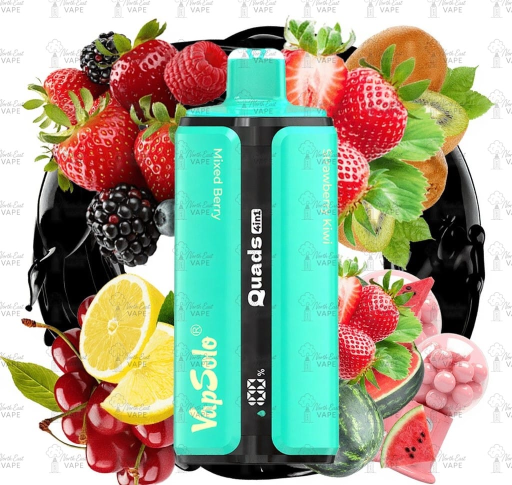 VapSolo Quads - #9 - Bogyós gyümölcs mix & Cseresznye és Citrom & Eper és Kiwi & Epres Dinnyés Rágógumi